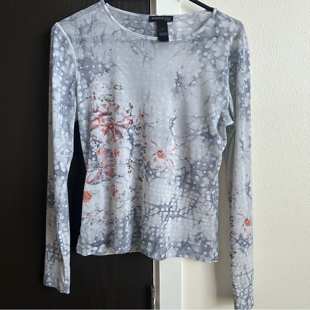 Keneth Kole long sleeve mesh top
